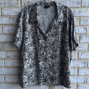 Jones & Co. Short Sleeve Button Up Collared Linen Blend Shirt Women's Size 3X